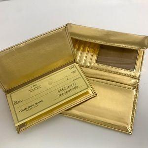 Whiting & Davis Gold Mesh Vintage New  Wallet w/ Checkbook Holder